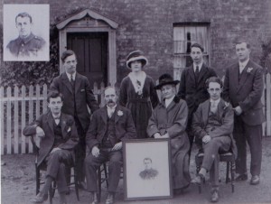 Taken outside Edith Cottage, Moorlands Road. (seated l-r) Harry Monk, Martha Myra Monk, John Monk, Bernard Monk, (standing l-r) Ray, Ina Monk, Charles Monk, Edwin (Ted) Monk. The photograph is that of Roland Monk