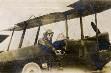 Cyril Crapp at the controls of his aeroplane