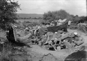Men of the 88th Field Ambulance at rest in a bivouac camp above Cape Helles, Gallipoli, 1915.