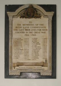 The Irish Land Commission War Memorial at Mornington House, Upper Merrion Street, Dublin