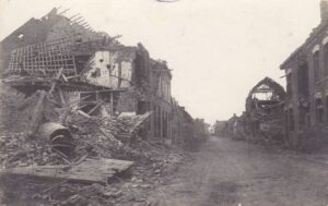 The ruins of the town of La Bassee, lost by British forces in October 1914.